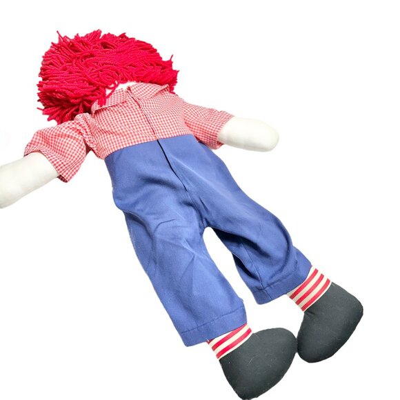 Handmade 1960s Raggedy Ann Andy Dolls Red Yarn Hair Cloth Bodies Classic 34x19 - Picture 8 of 16
